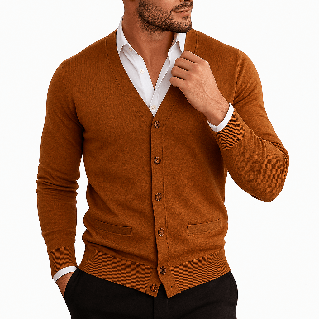 Cardigan homme coupe ajustée col V