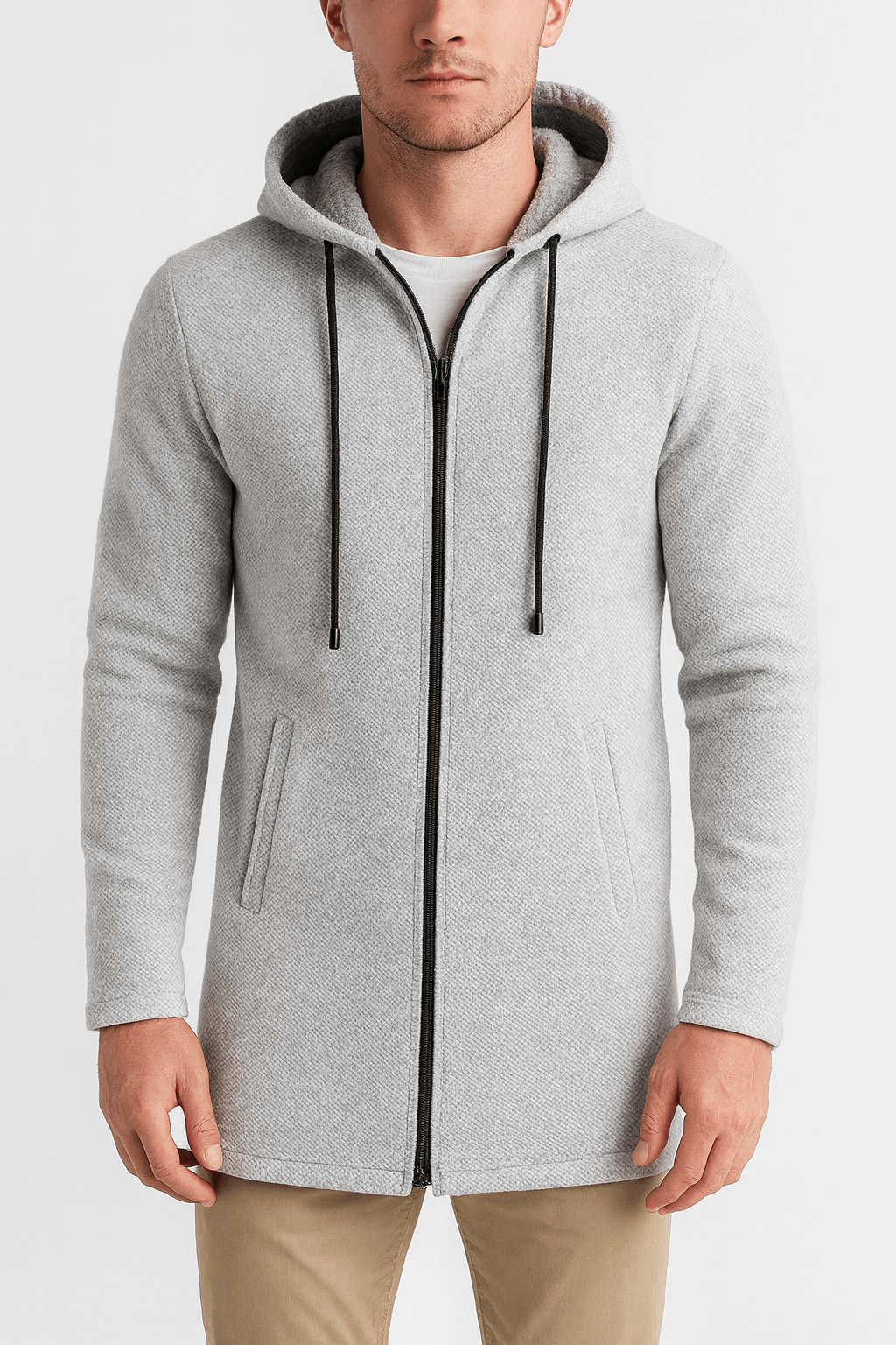 Gilet long à capuche pour homme