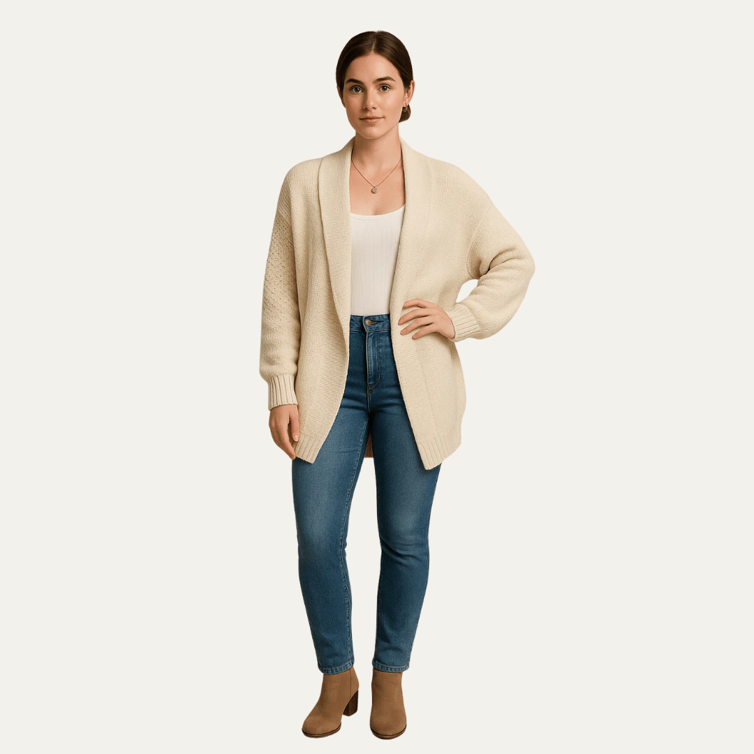 Gilet long décontracté à col châle pour femme