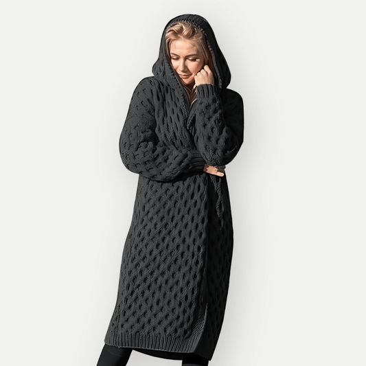 Gilet long en grosse maille pour femme