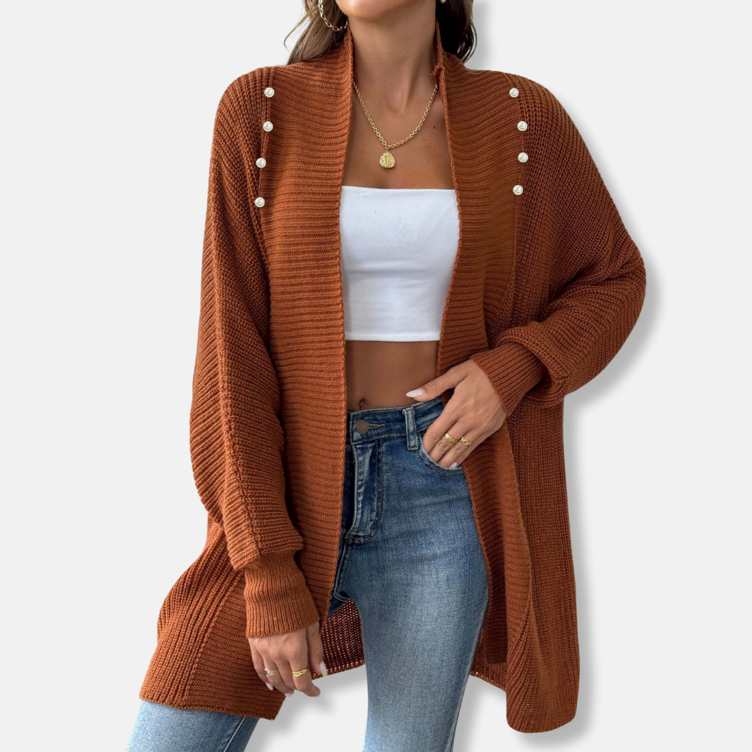 Gilet long en grosse maille pour femme