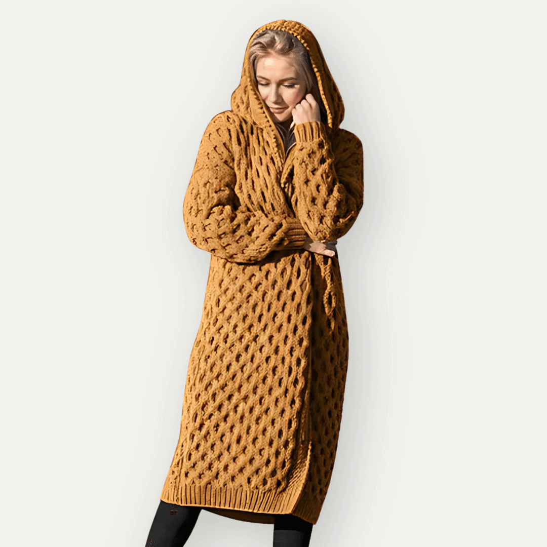 Gilet long en grosse maille pour femme