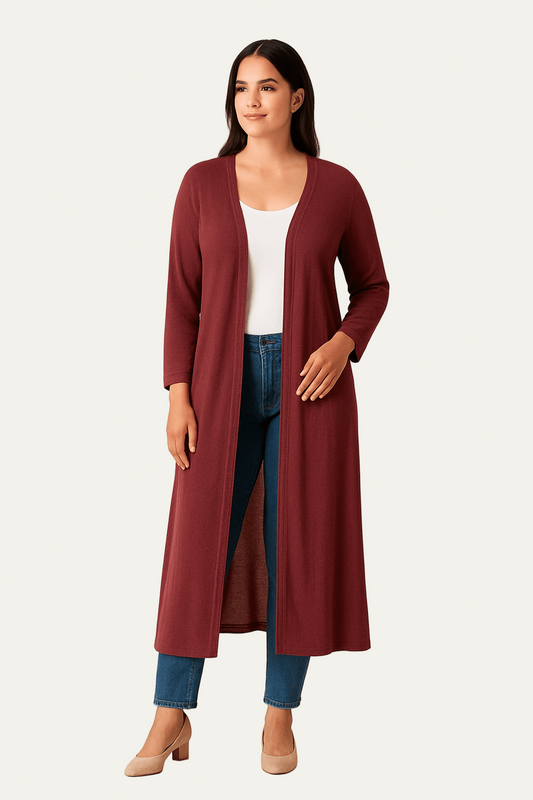 Gilet long ouvert pour femme
