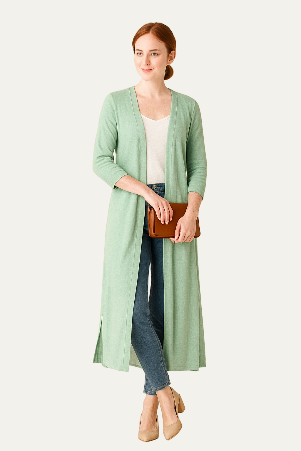Gilet long ouvert pour femme