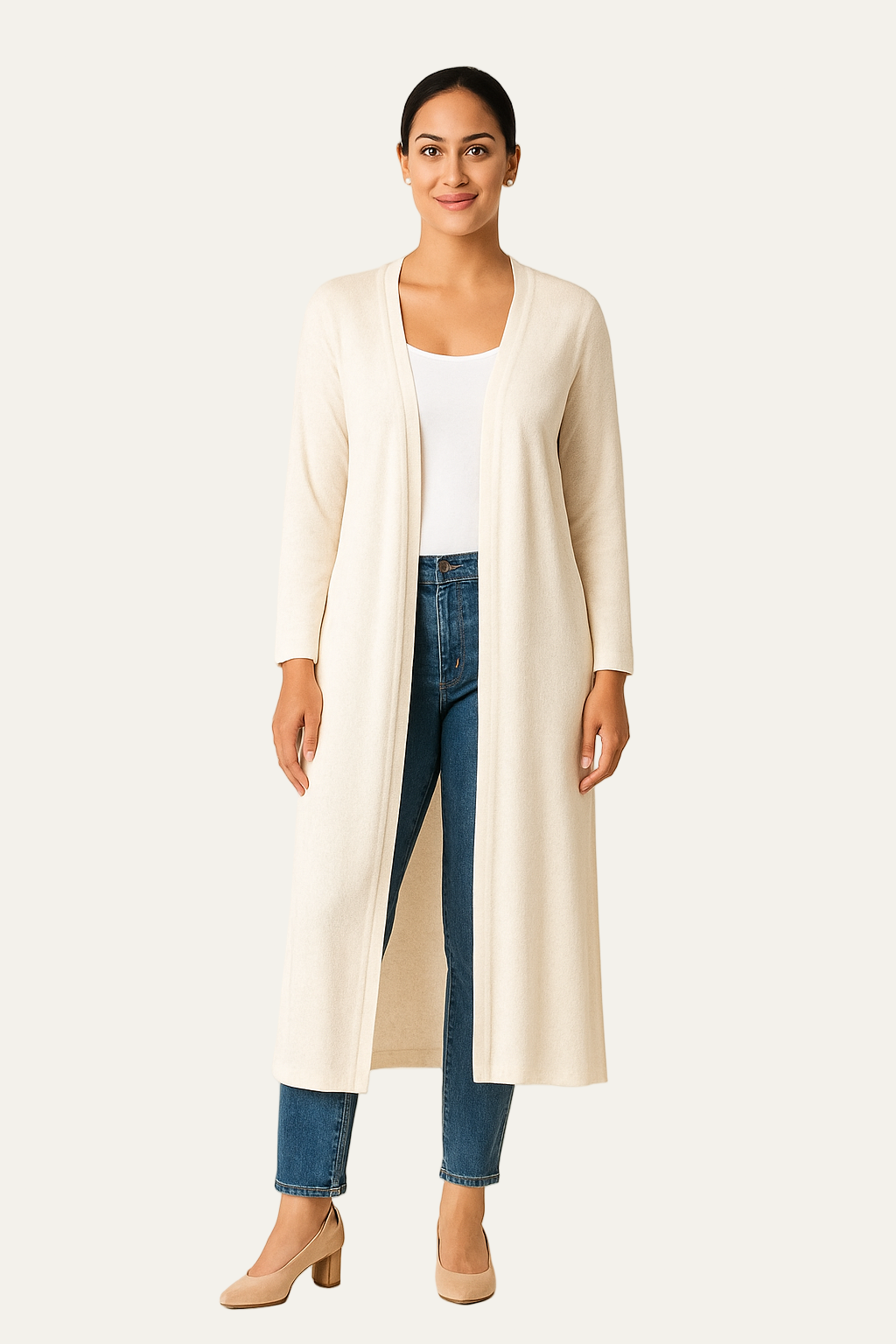 Gilet long ouvert pour femme