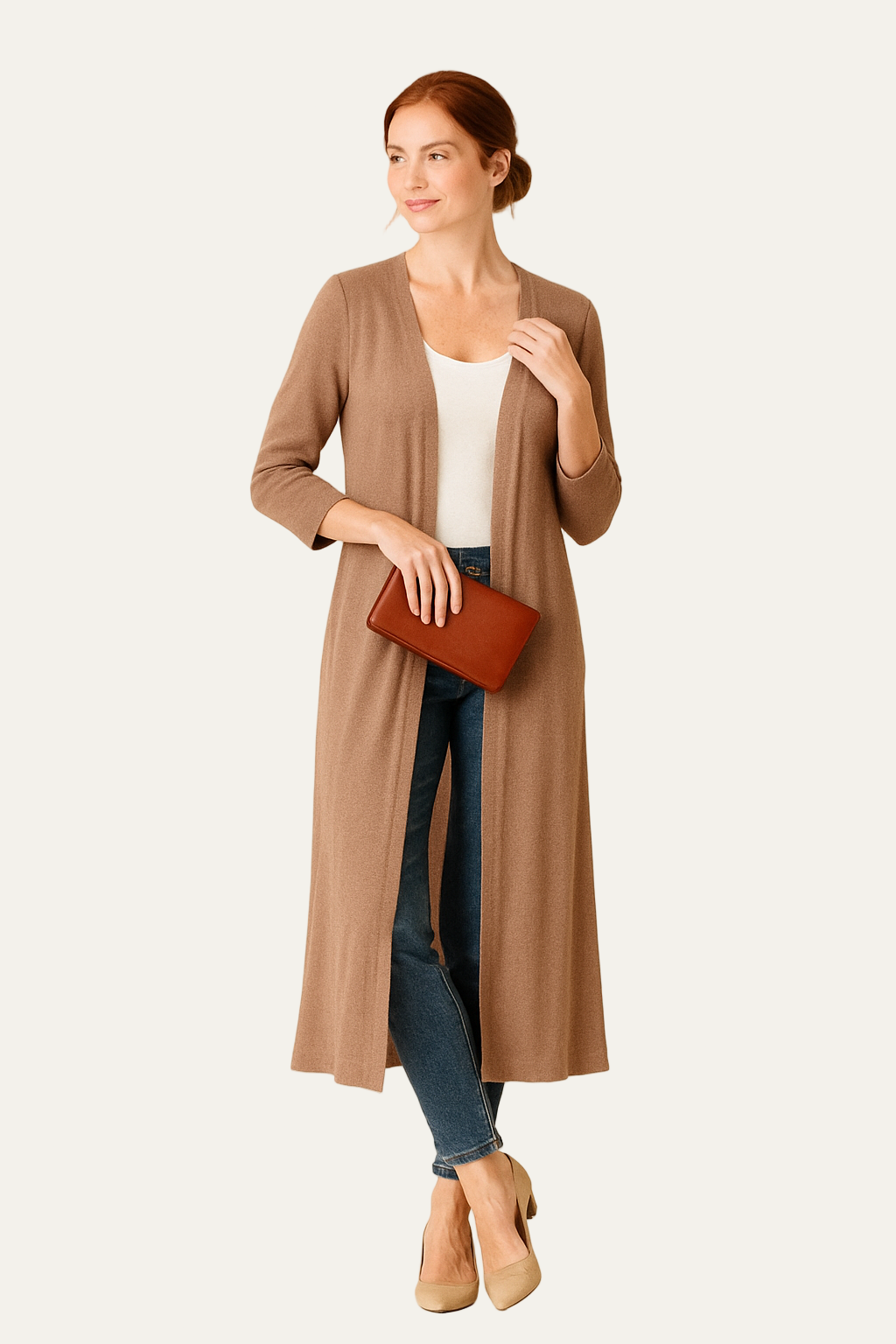 Gilet long ouvert pour femme