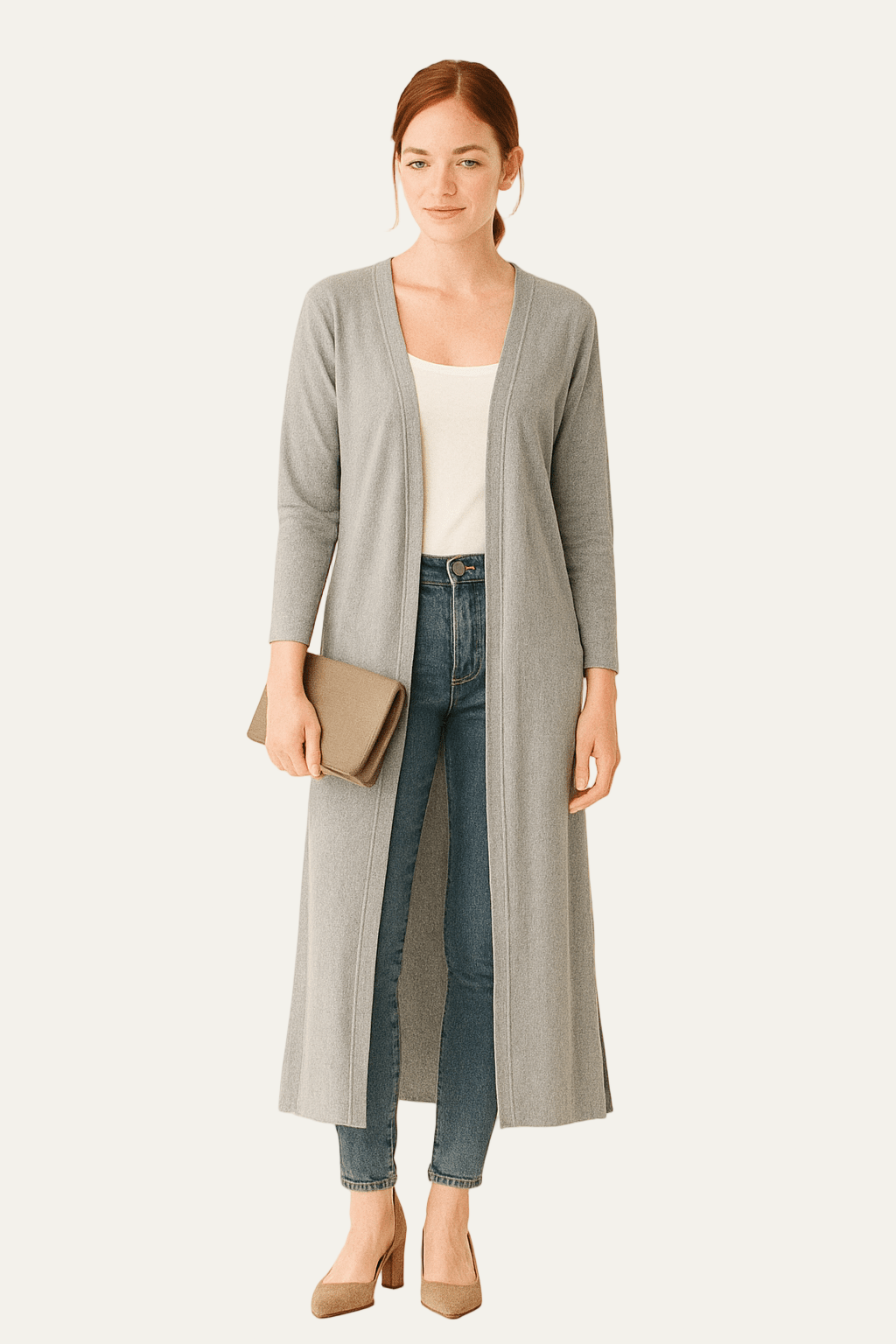 Gilet long ouvert pour femme