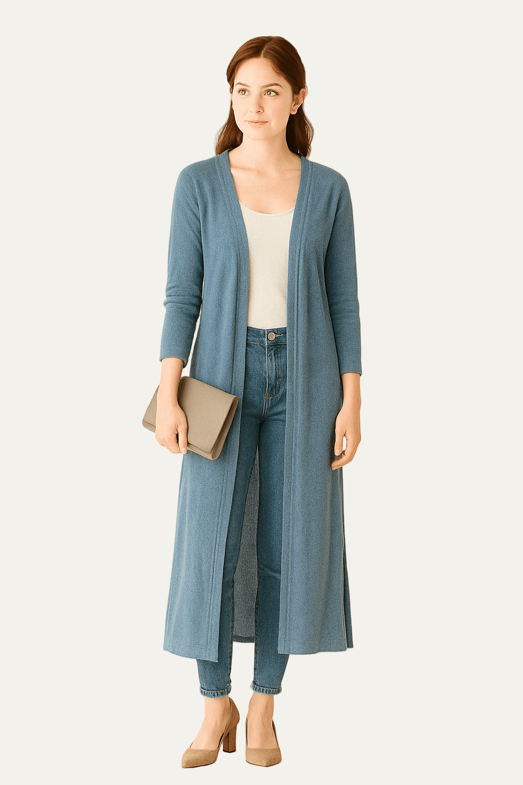 Gilet long ouvert pour femme