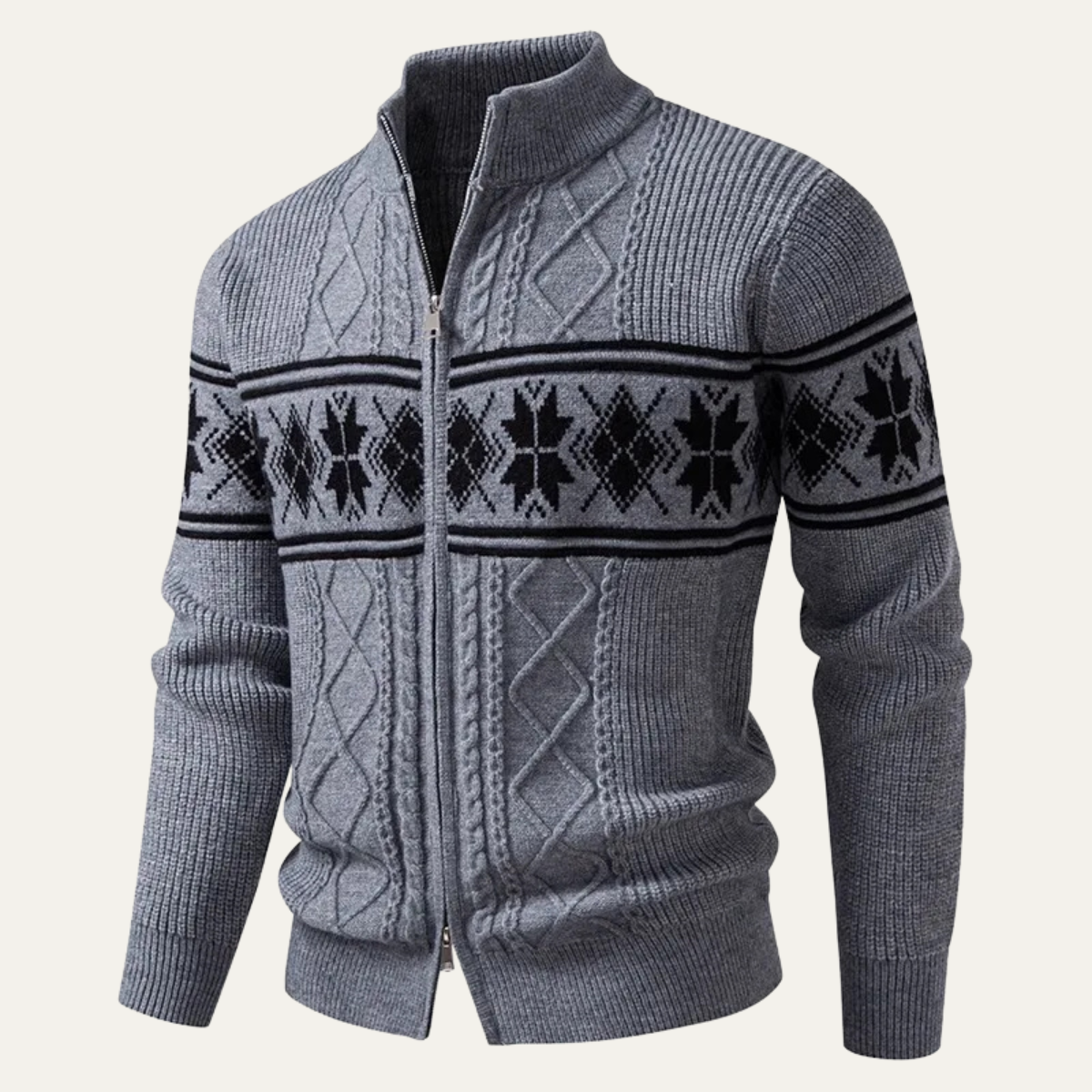 Gilet long zippé à col montant pour homme, style nordique