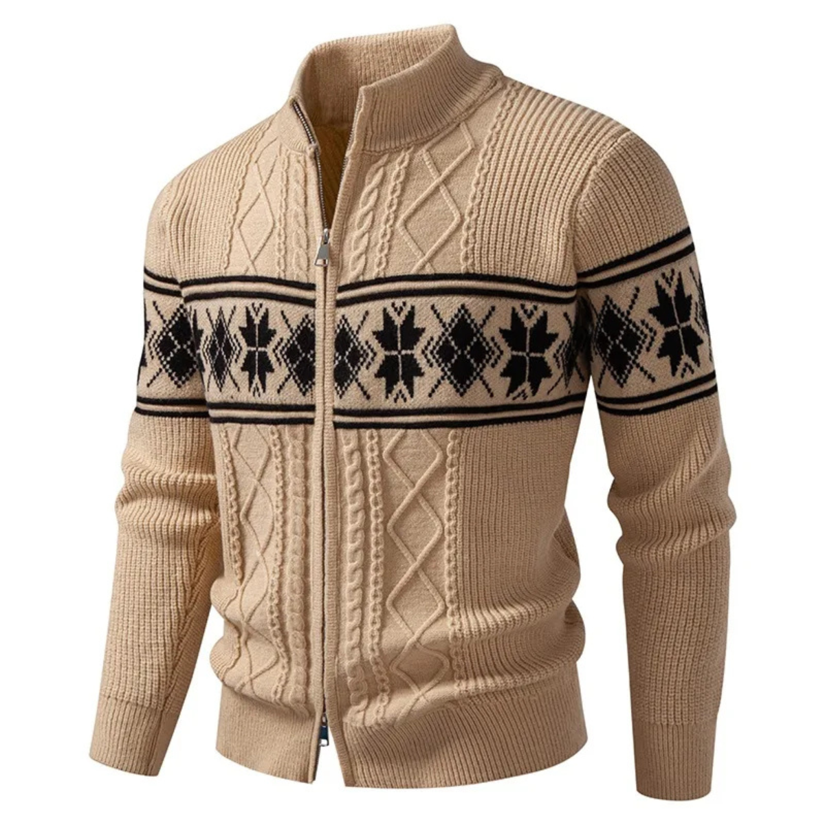 Gilet long zippé à col montant pour homme, style nordique
