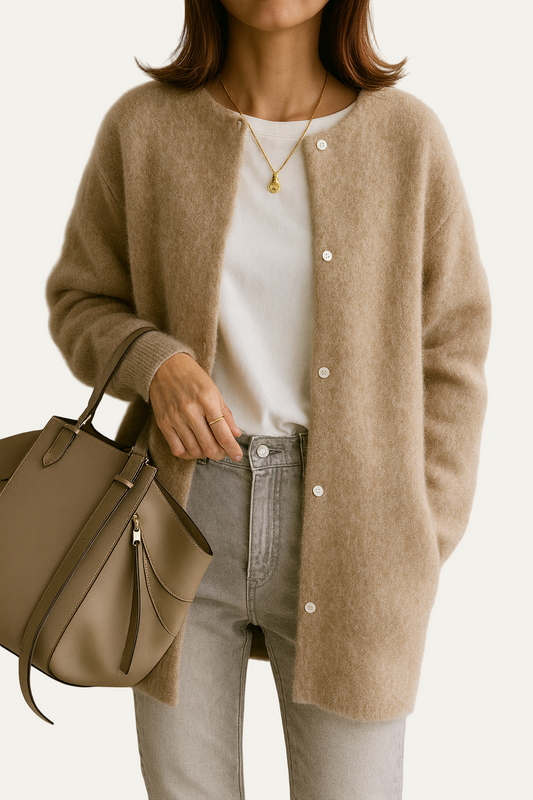 Gilet mi-long en maille peluche pour femme