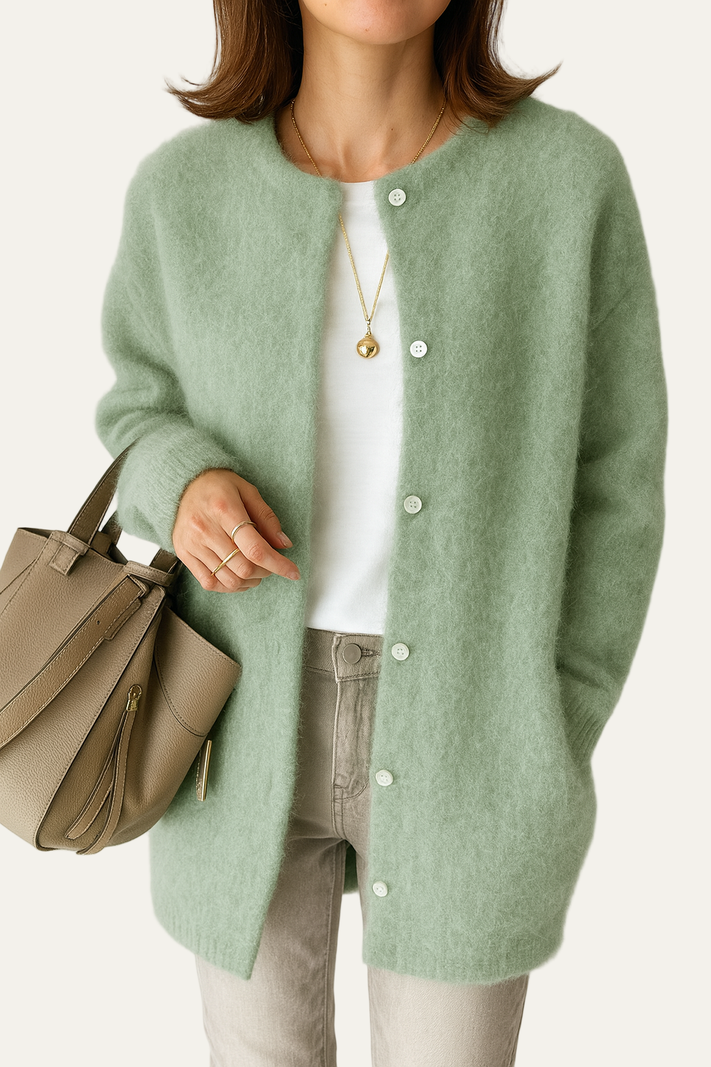 Gilet mi-long en maille peluche pour femme