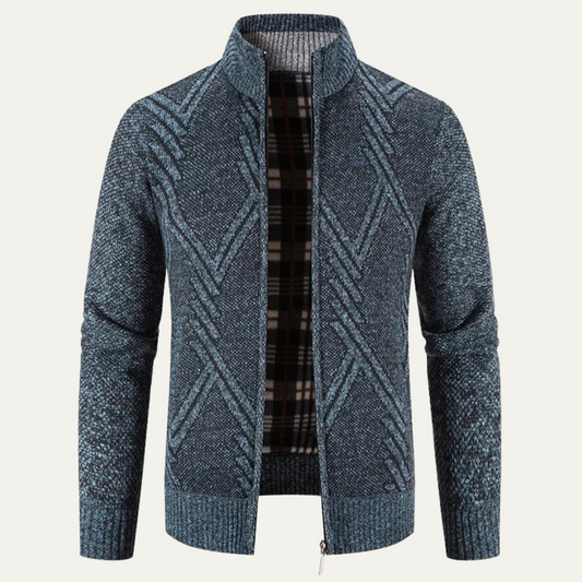 Gilet zippé en maille géométrique pour homme