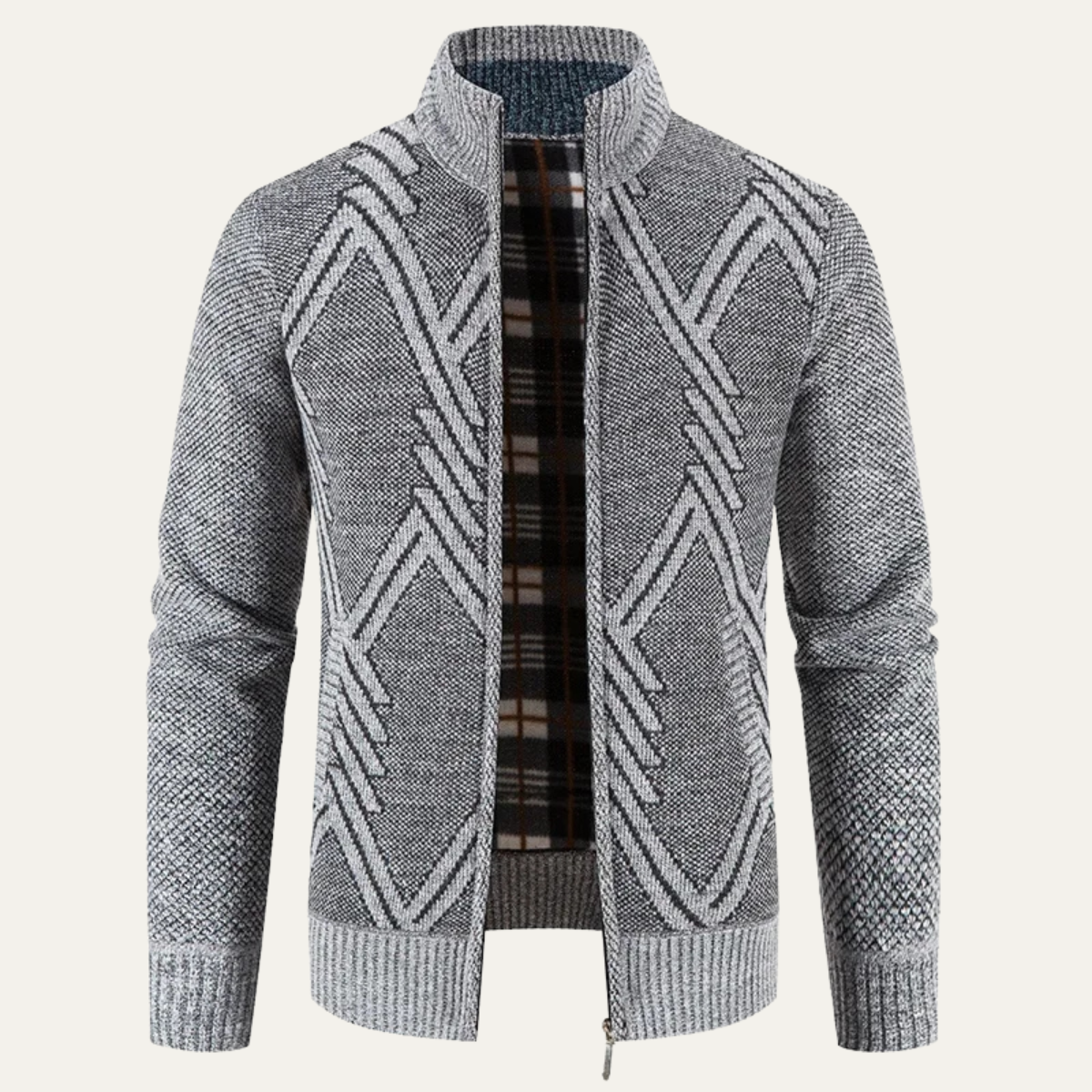 Gilet zippé en maille géométrique pour homme