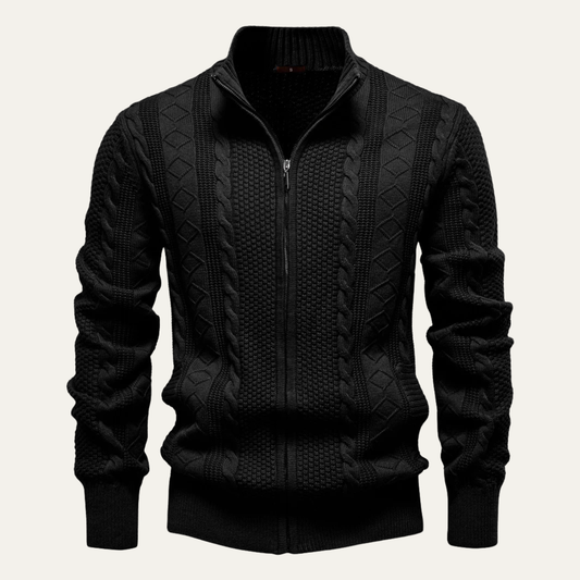 Gilet zippé en maille torsadée pour homme