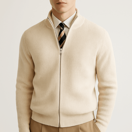 Cardigan zippé en pure laine pour homme