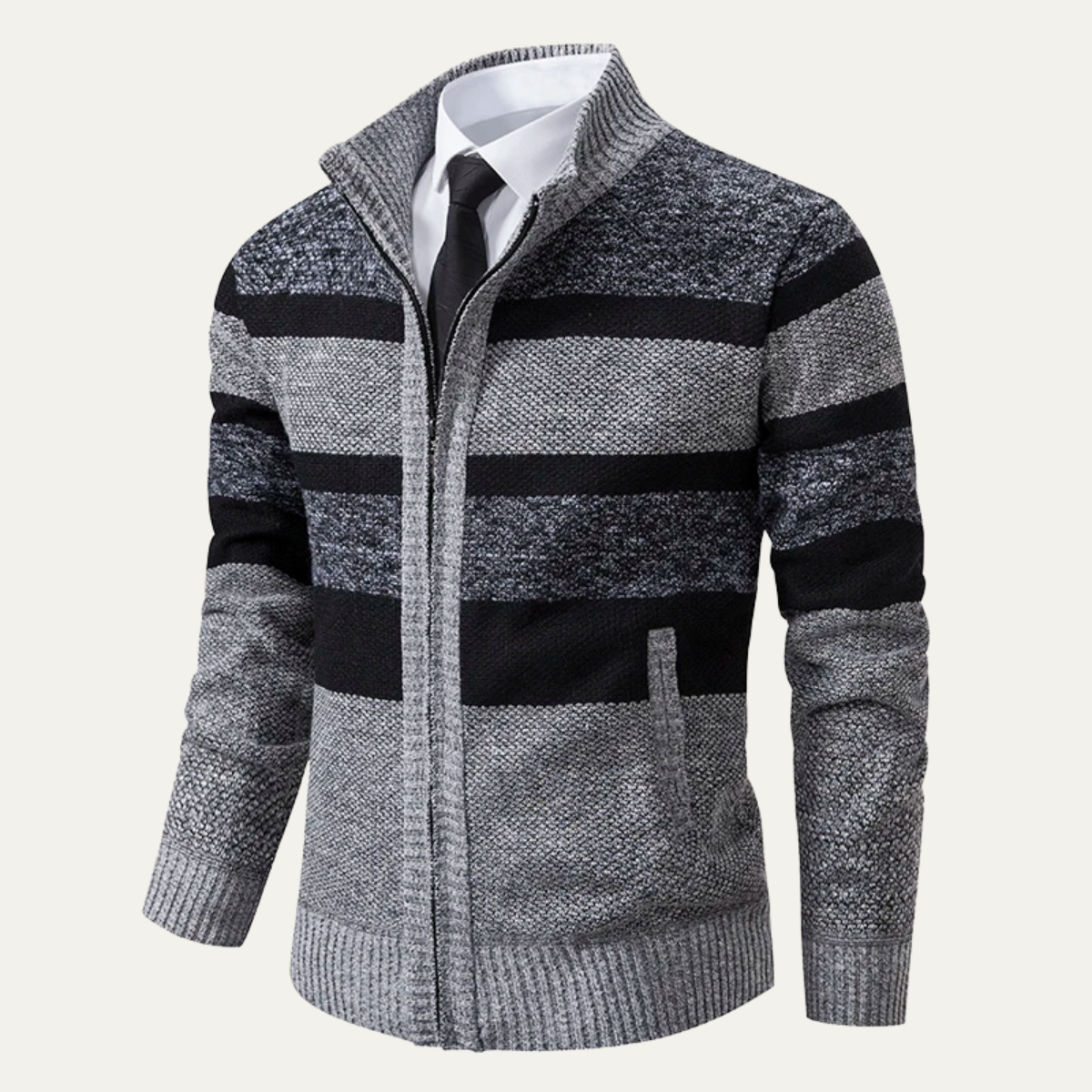 Gilet zippé rayé pour homme