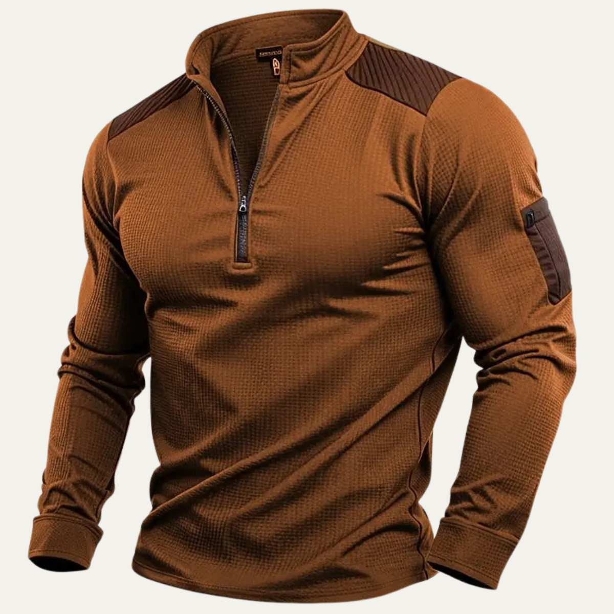 Haut tactique en maille à col zippé pour homme