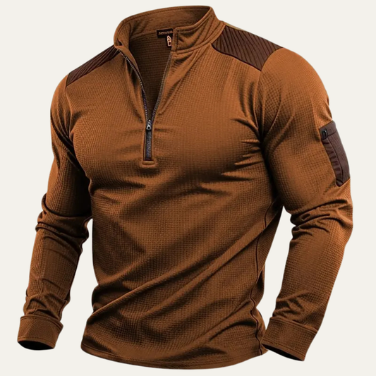 Haut tactique en maille à col zippé pour homme