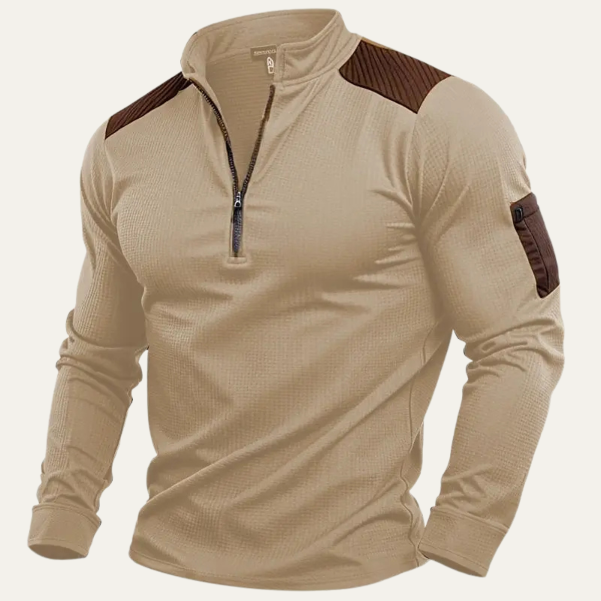 Haut tactique en maille à col zippé pour homme