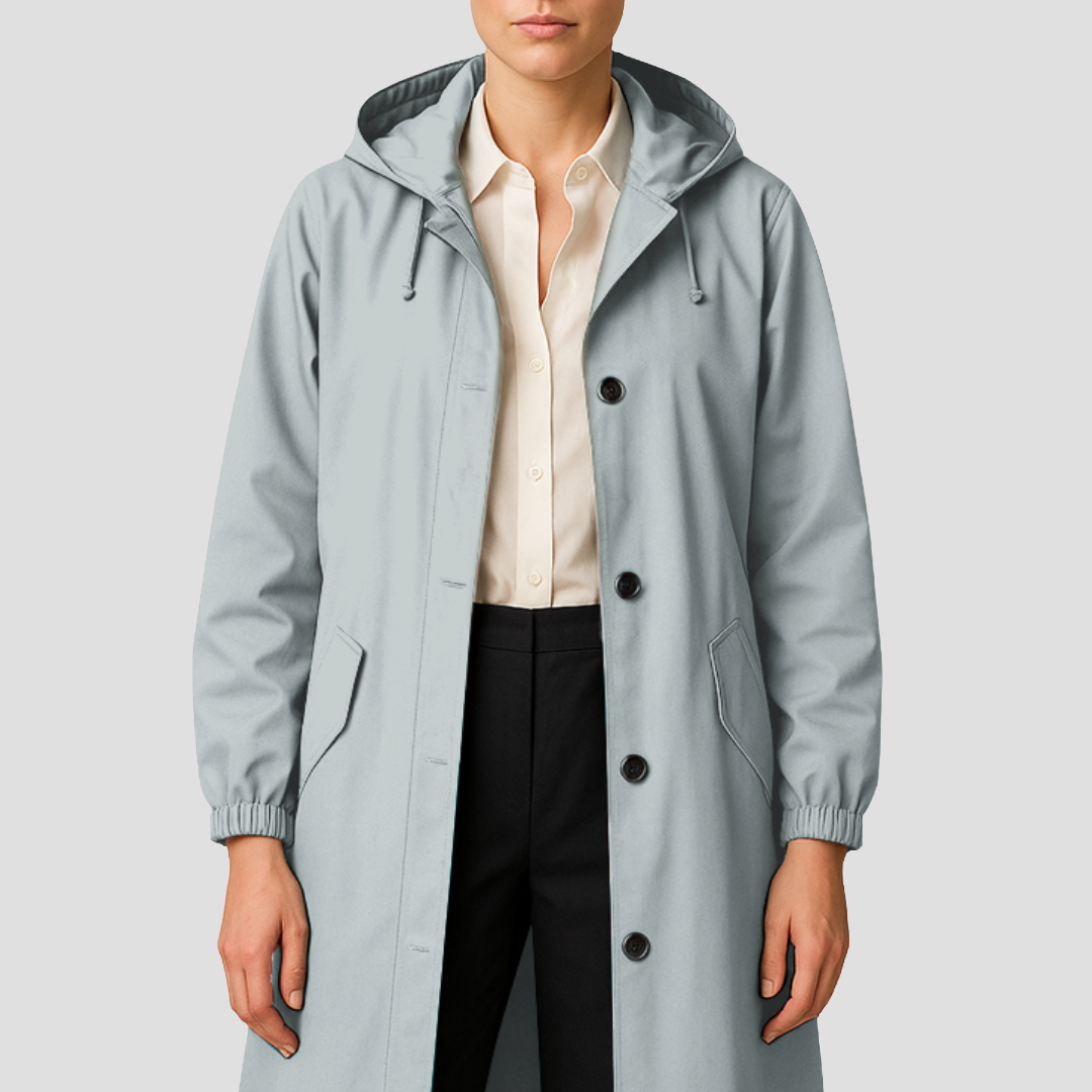 Imperméable mi-long élégant pour femme avec capuche