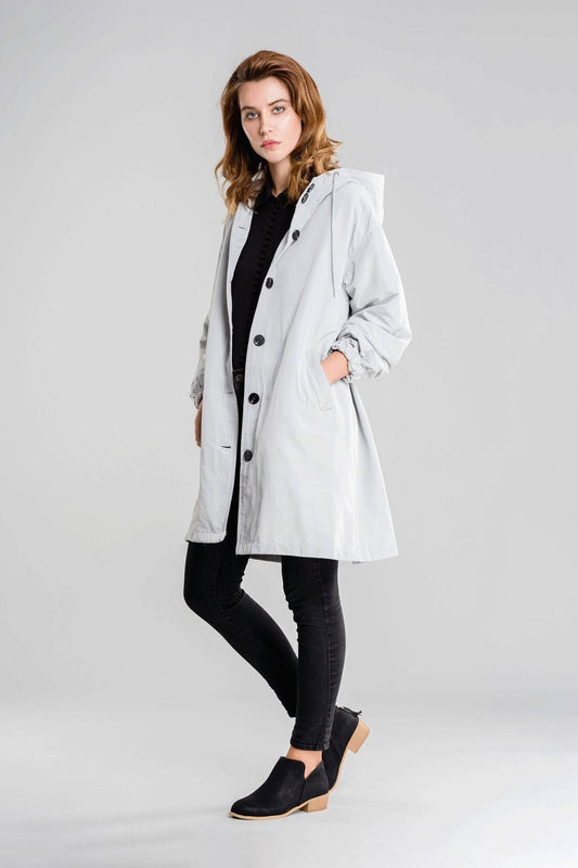 Imperméable trapèze à capuche pour femme