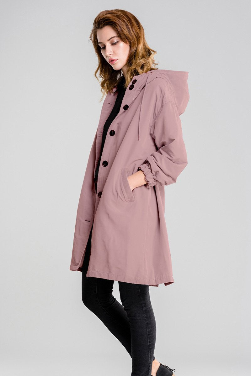 Imperméable trapèze à capuche pour femme