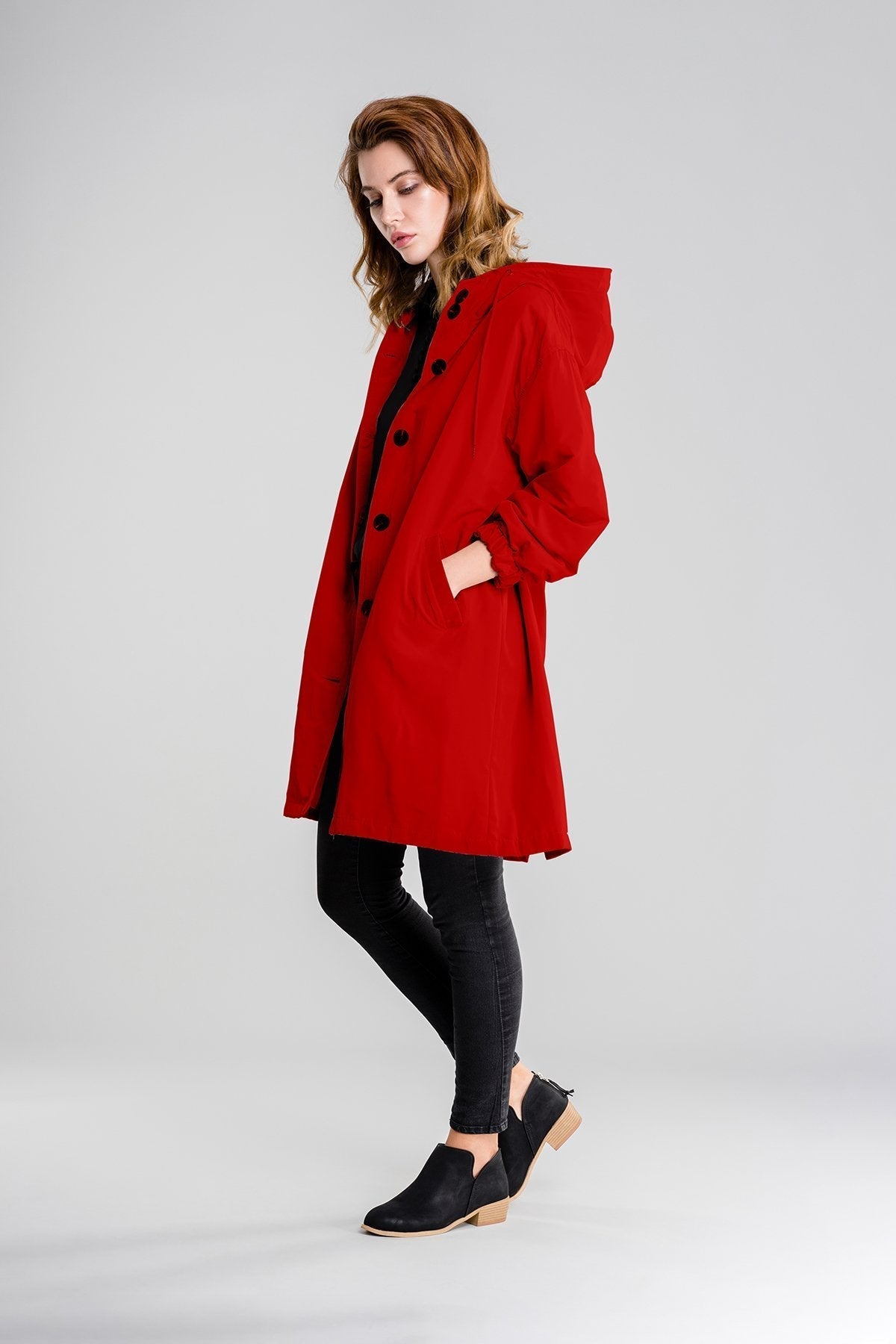 Imperméable trapèze à capuche pour femme