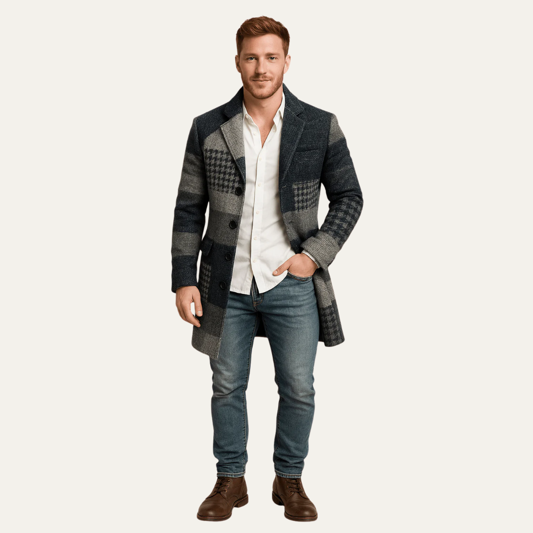 Manteau à carreaux sur mesure pour homme