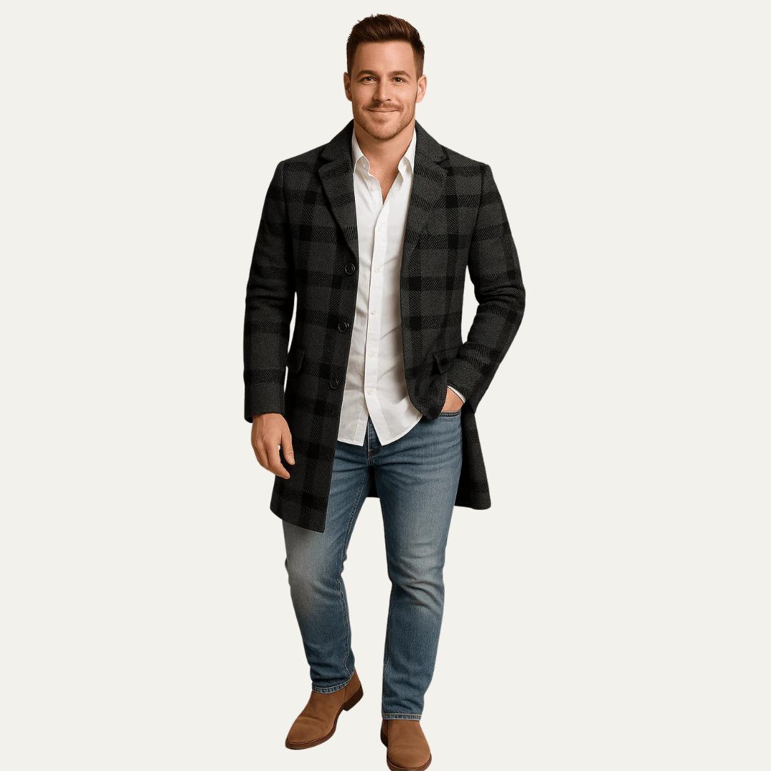 Manteau à carreaux sur mesure pour homme