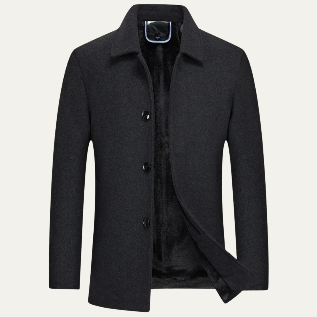Manteau boutonné doublé sherpa pour homme