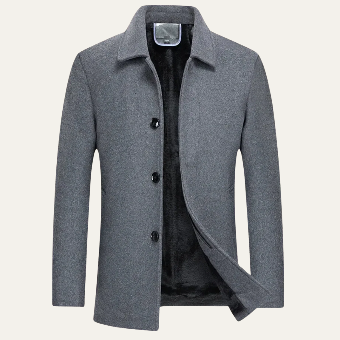 Manteau boutonné doublé sherpa pour homme