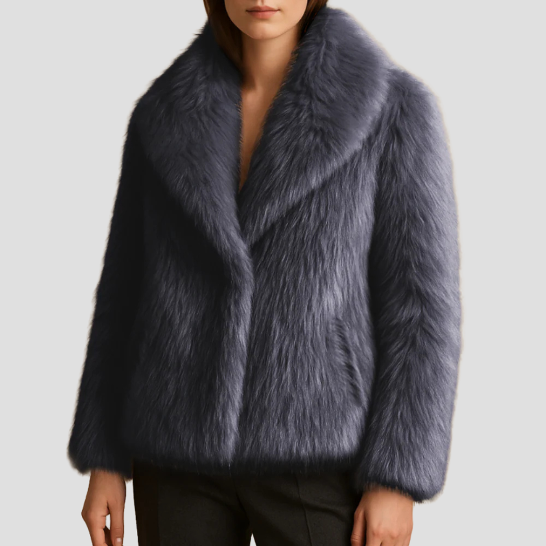 Manteau châle en fausse fourrure peluche pour femme