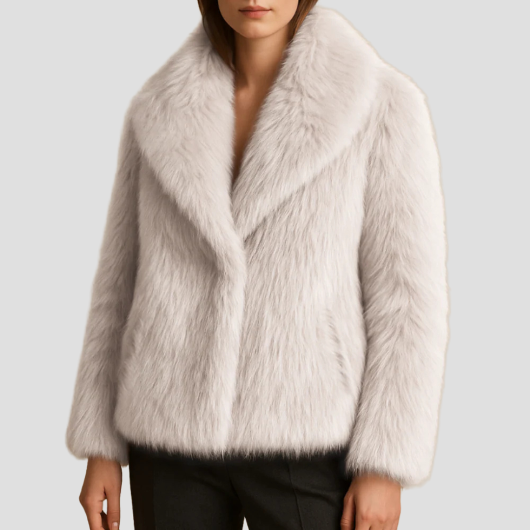 Manteau châle en fausse fourrure peluche pour femme