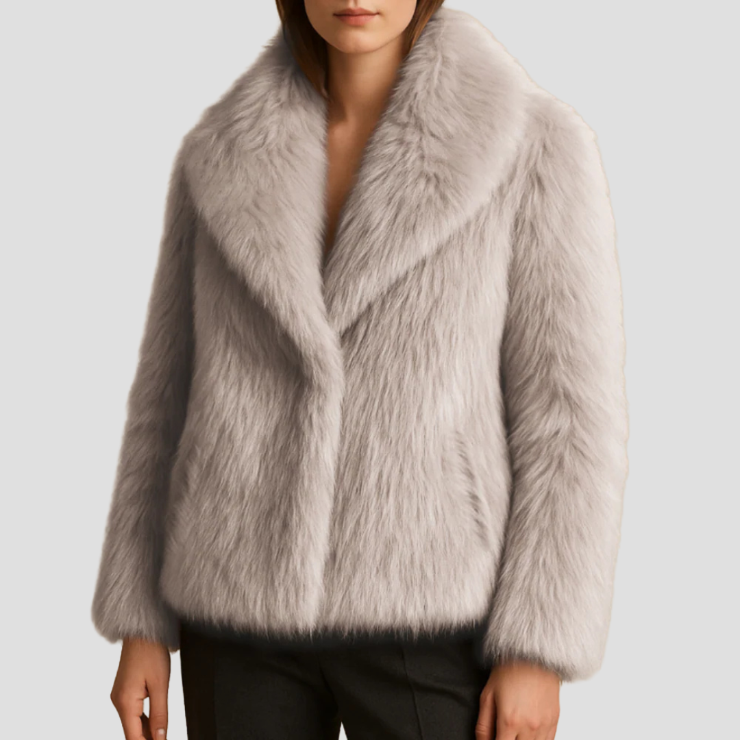 Manteau châle en fausse fourrure peluche pour femme