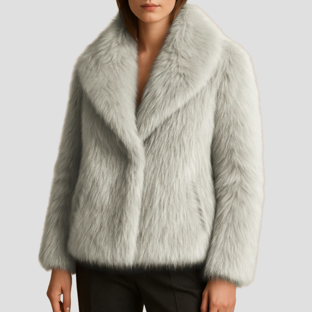 Manteau châle en fausse fourrure peluche pour femme