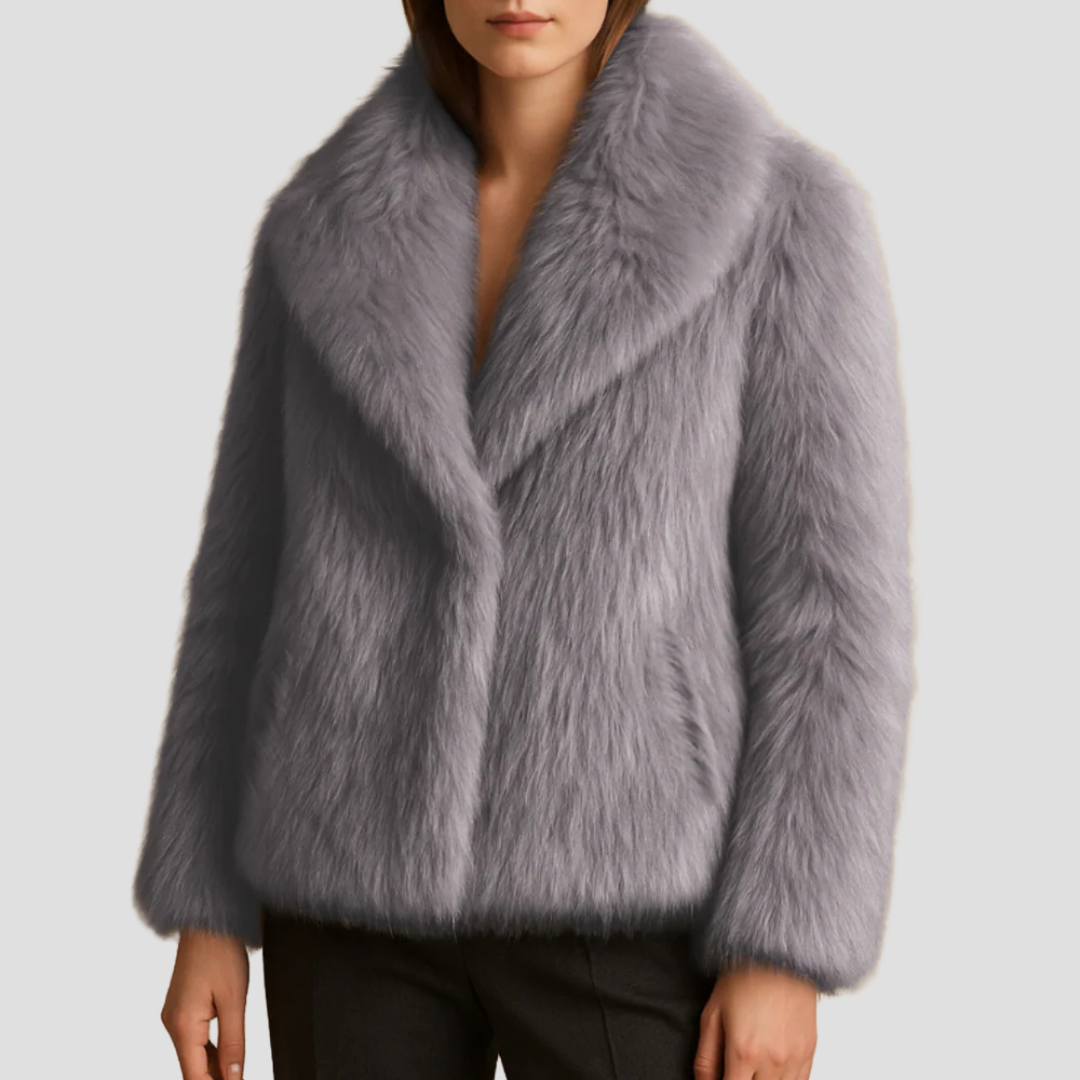 Manteau châle en fausse fourrure peluche pour femme
