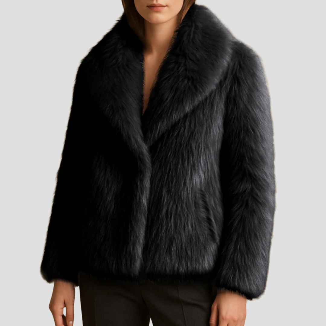 Manteau châle en fausse fourrure peluche pour femme