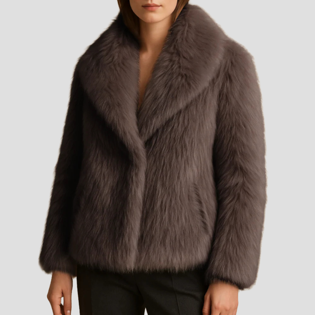 Manteau châle en fausse fourrure peluche pour femme