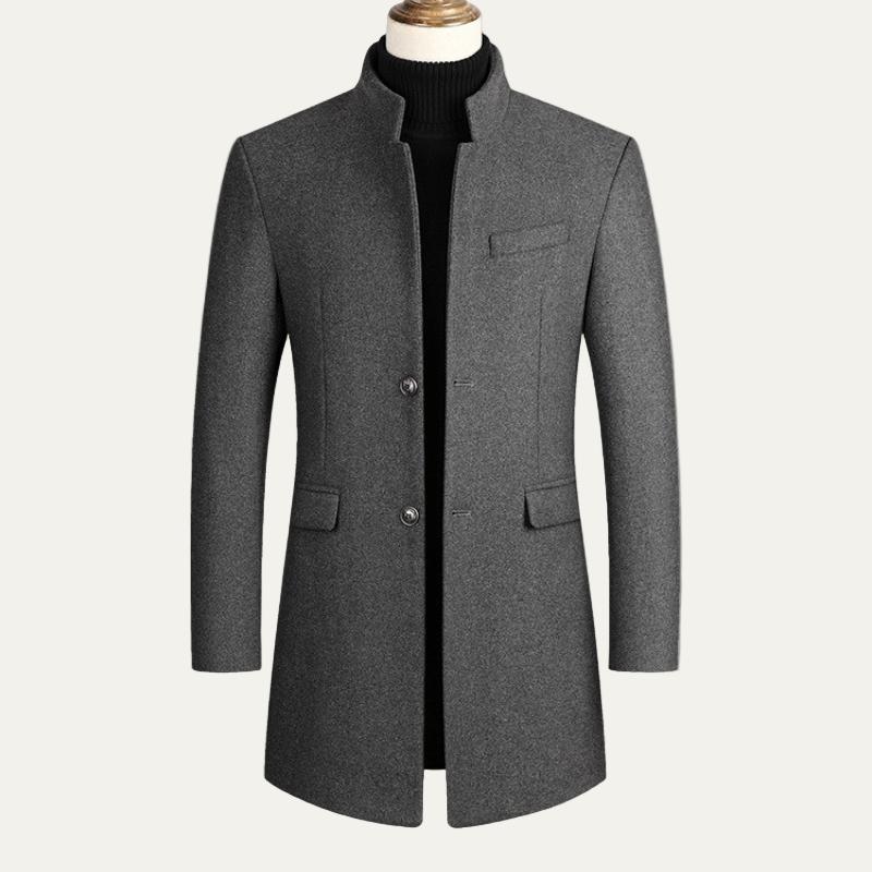 Manteau cintré pour homme à col mandarin