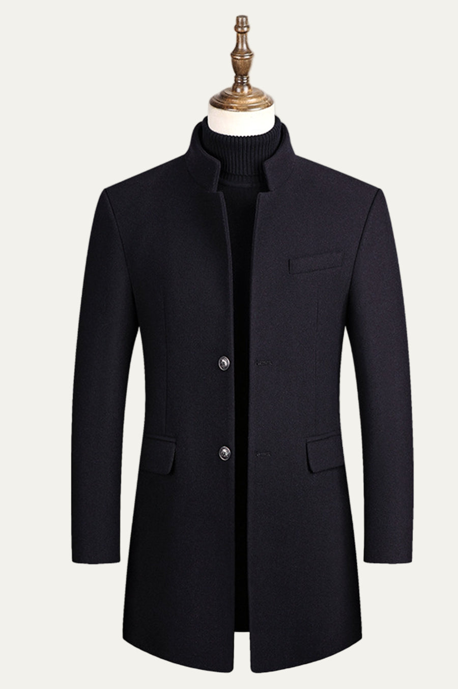 Manteau cintré pour homme à col mandarin