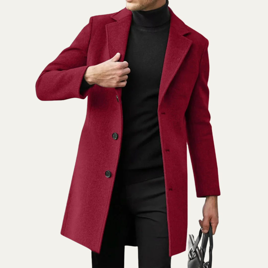 Manteau classique mi-cuisse pour homme en laine mélangée