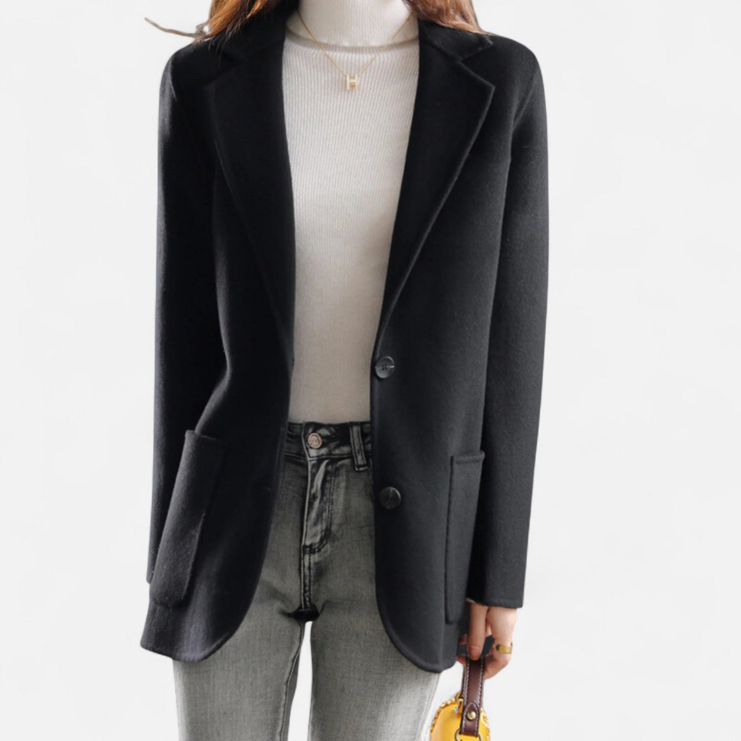 Manteau court en laine style blazer pour femme