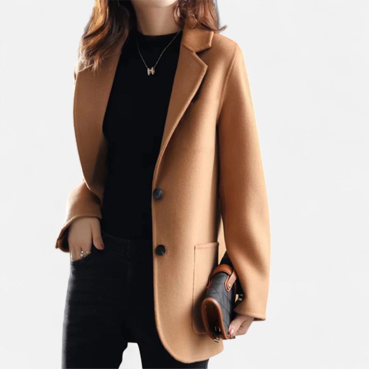 Manteau court en laine style blazer pour femme