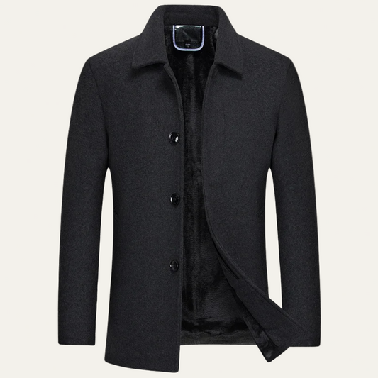 Manteau court pour homme en laine mélangée avec doublure en fausse fourrure