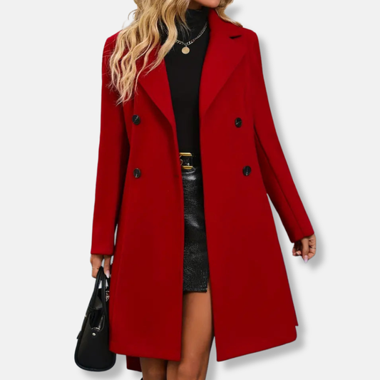 Manteau croisé élégant à ceinture pour femme