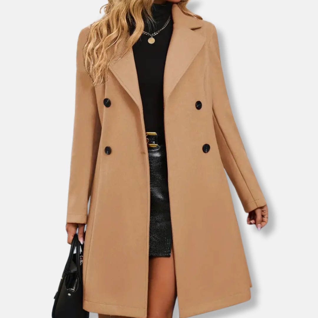 Manteau croisé élégant à ceinture pour femme