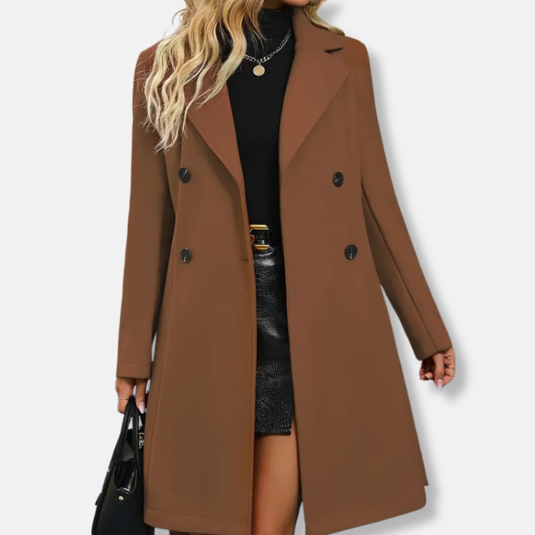 Manteau croisé élégant à ceinture pour femme