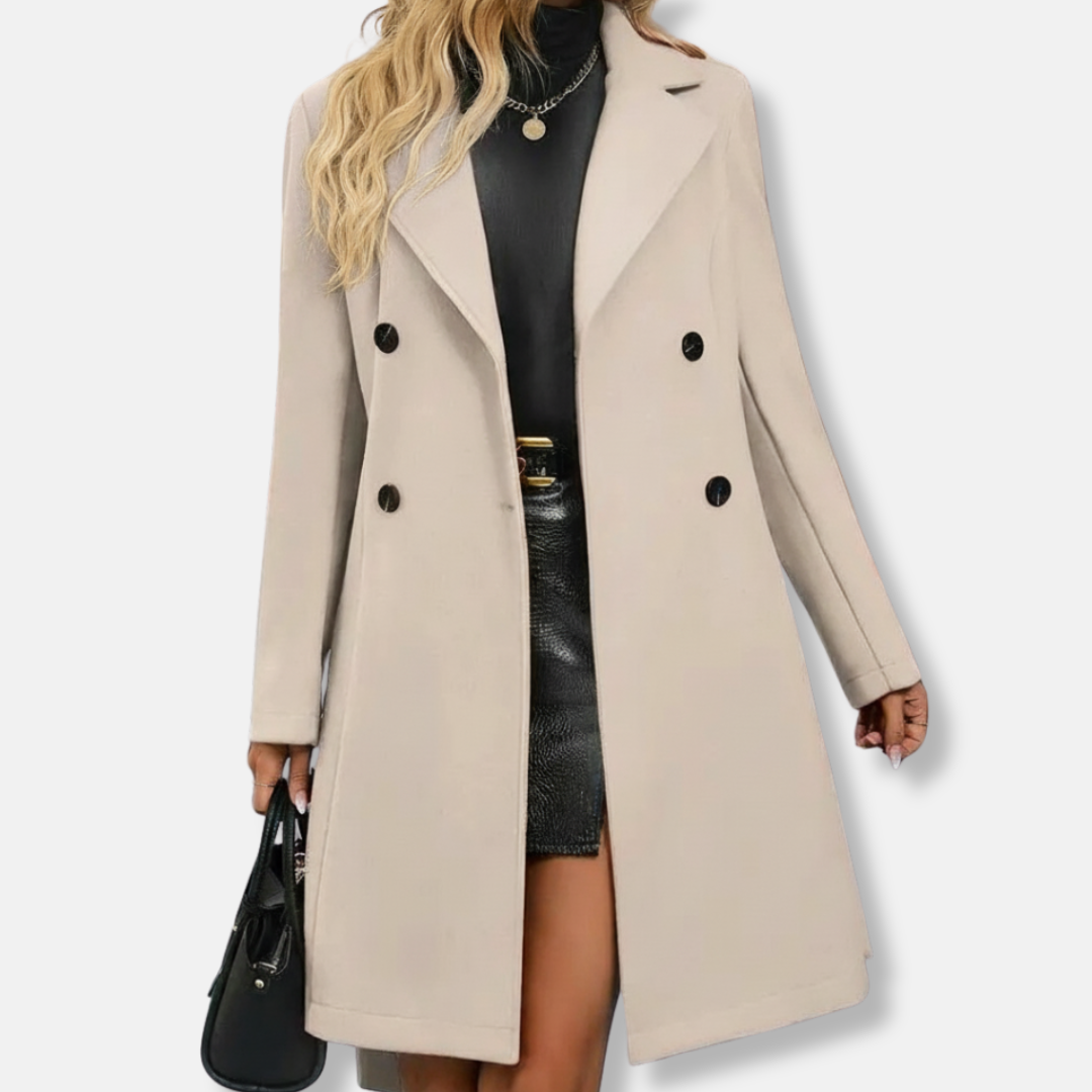 Manteau croisé élégant à ceinture pour femme