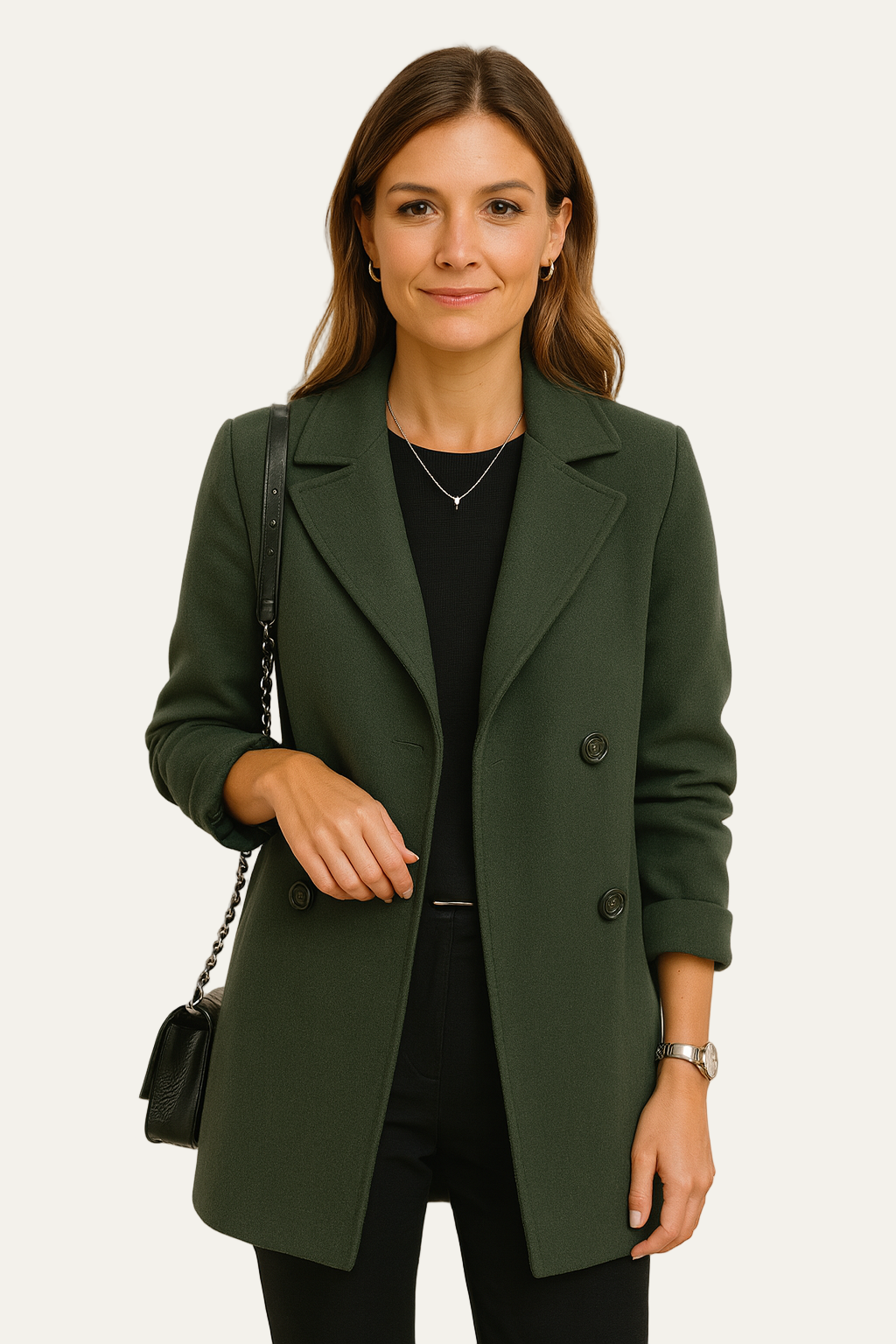 Manteau croisé en laine pour femme